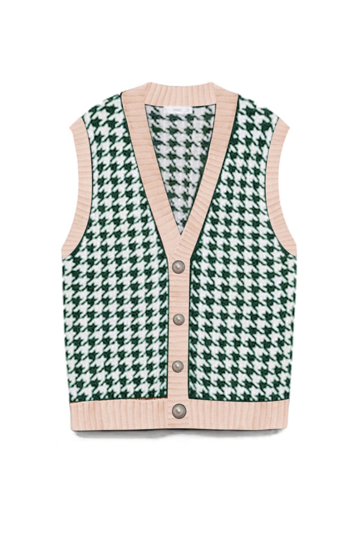 Houndstooth Vest Cardigan - DunbiBeauty, LLC