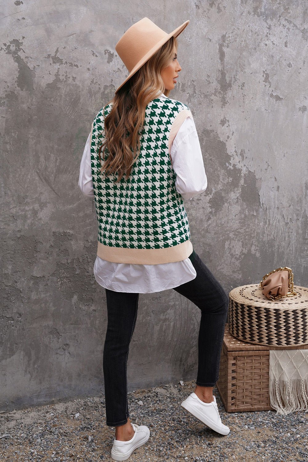 Houndstooth Vest Cardigan - DunbiBeauty, LLC