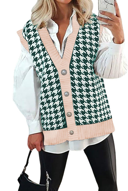 Houndstooth Vest Cardigan - DunbiBeauty, LLC