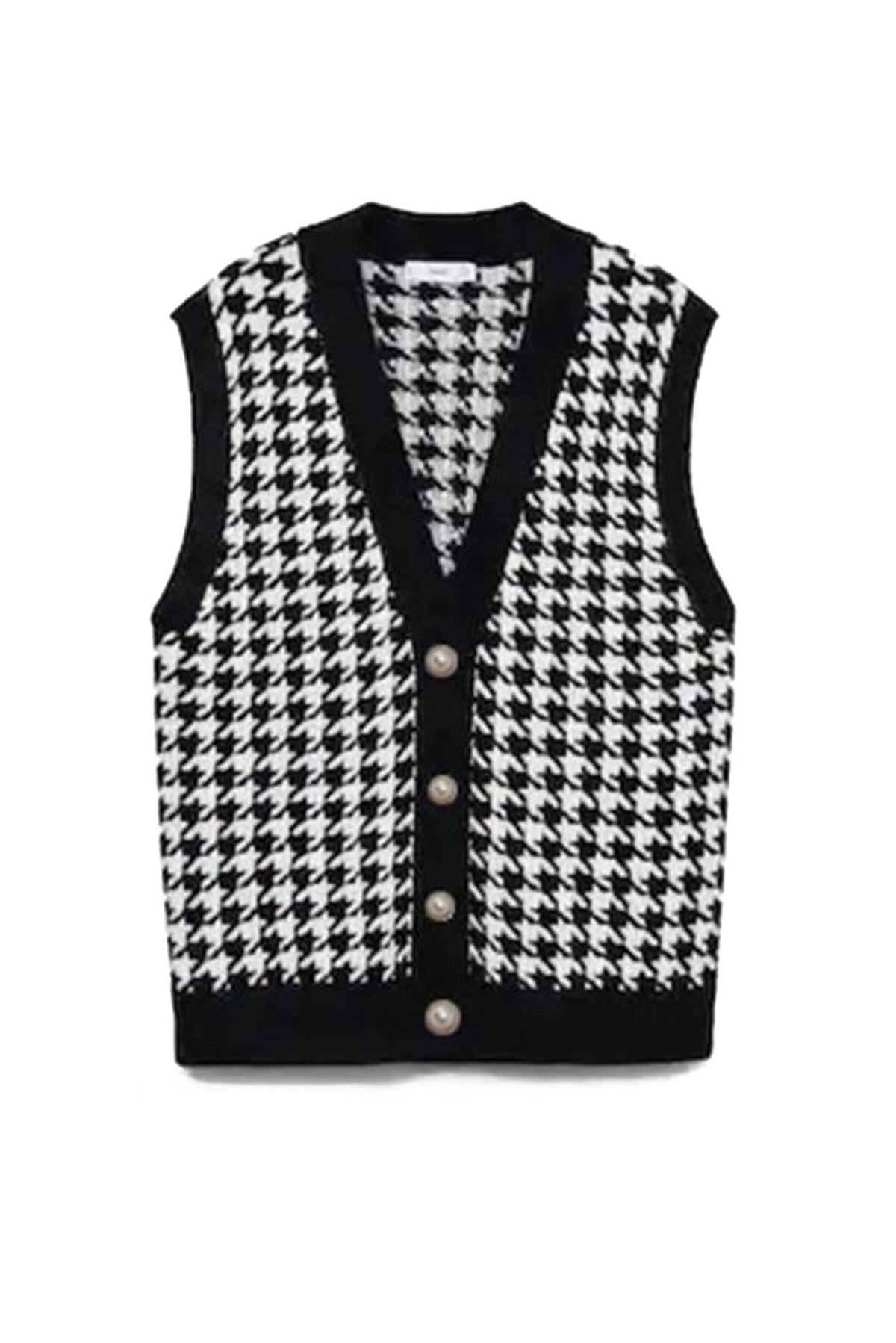 Houndstooth Vest Cardigan - DunbiBeauty, LLC