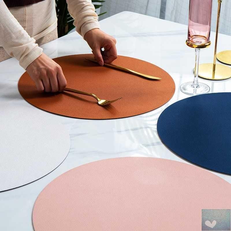 Insulation Oilproof Leather Placemat Western Food Dining Tableware Table Mat Pads Bowl Cup Coaster Kitchen Accessorie - DunbiBeauty, LLC