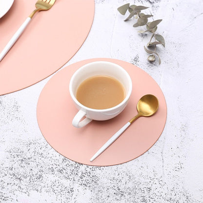 Insulation Oilproof Leather Placemat Western Food Dining Tableware Table Mat Pads Bowl Cup Coaster Kitchen Accessorie - DunbiBeauty, LLC