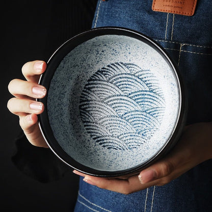 Japanese Ceramic Rice Bowl Ramen Bowl Salad Noodle Soup Bowl Restaurant Tableware Kitchen Utensils Pasta - DunbiBeauty, LLC