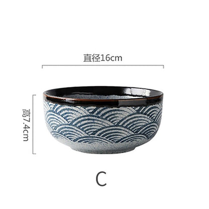 Japanese Ceramic Rice Bowl Ramen Bowl Salad Noodle Soup Bowl Restaurant Tableware Kitchen Utensils Pasta - DunbiBeauty, LLC