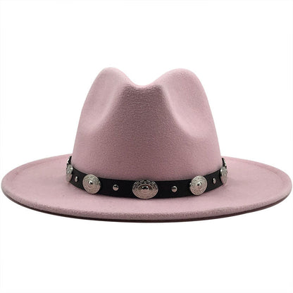 Jazz Style Fedora with Metal Belt - DunbiBeauty, LLC