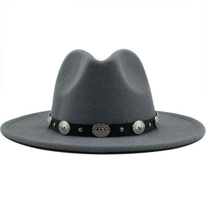 Jazz Style Fedora with Metal Belt - DunbiBeauty, LLC