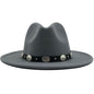 Jazz Style Fedora with Metal Belt - DunbiBeauty, LLC