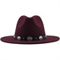 Jazz Style Fedora with Metal Belt - DunbiBeauty, LLC