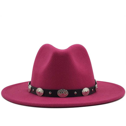 Jazz Style Fedora with Metal Belt - DunbiBeauty, LLC