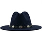 Jazz Style Fedora with Metal Belt - DunbiBeauty, LLC