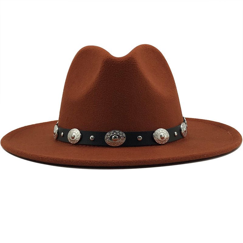 Jazz Style Fedora with Metal Belt - DunbiBeauty, LLC