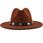 Jazz Style Fedora with Metal Belt - DunbiBeauty, LLC