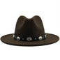 Jazz Style Fedora with Metal Belt - DunbiBeauty, LLC