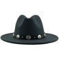 Jazz Style Fedora with Metal Belt - DunbiBeauty, LLC