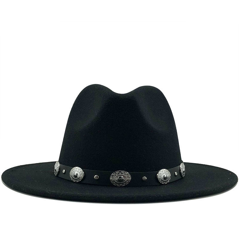 Jazz Style Fedora with Metal Belt - DunbiBeauty, LLC