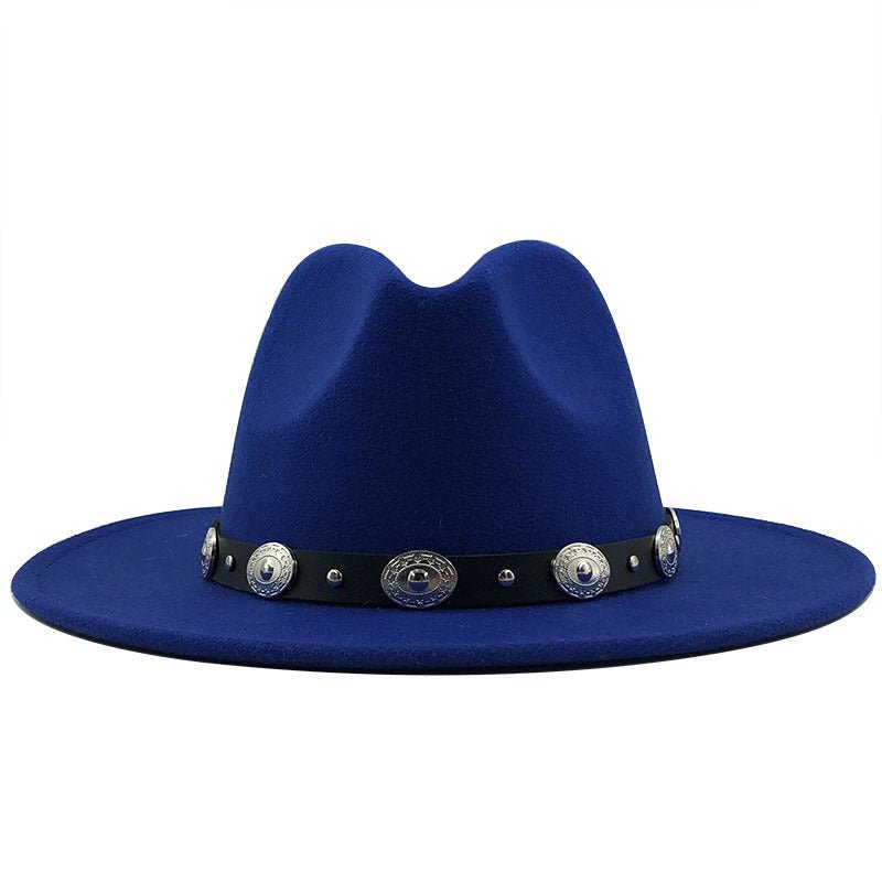 Jazz Style Fedora with Metal Belt - DunbiBeauty, LLC