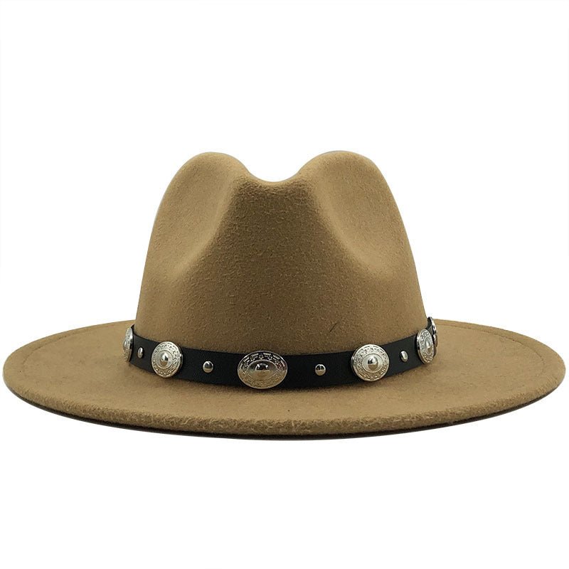 Jazz Style Fedora with Metal Belt - DunbiBeauty, LLC