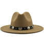 Jazz Style Fedora with Metal Belt - DunbiBeauty, LLC