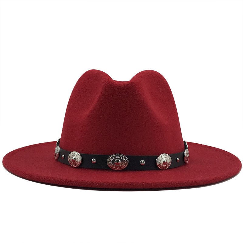 Jazz Style Fedora with Metal Belt - DunbiBeauty, LLC