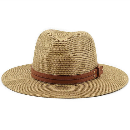 Jazz Style Wide Brim Straw Fedora - DunbiBeauty, LLC