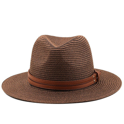 Jazz Style Wide Brim Straw Fedora - DunbiBeauty, LLC