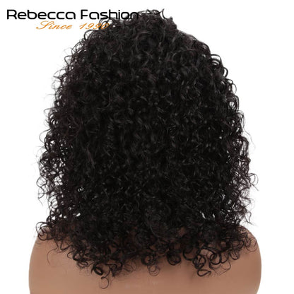 Jerry Curly Part Lace Human Hair Wigs With Baby Hair Brazilian Lace Part Short Curly Bob Wigs For Women Pre-Plucked Wig Rebecca - DunbiBeauty, LLC