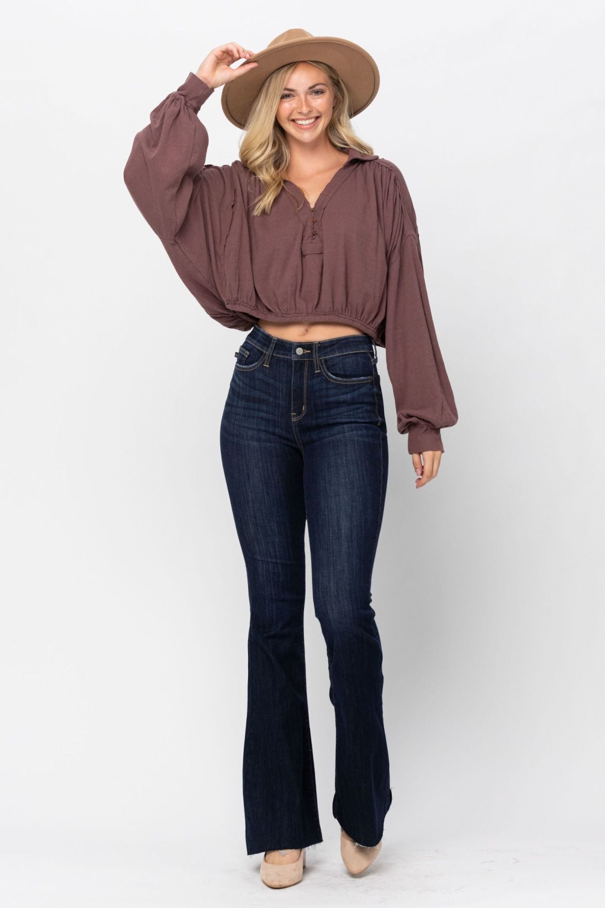 Judy Blue High Waist Raw Hem Tall Flare Jeans - DunbiBeauty, LLC