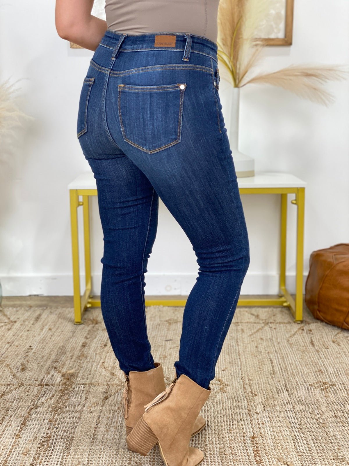 Judy Blue Mid Rise Skinny Raw Hem Jeans - DunbiBeauty, LLC