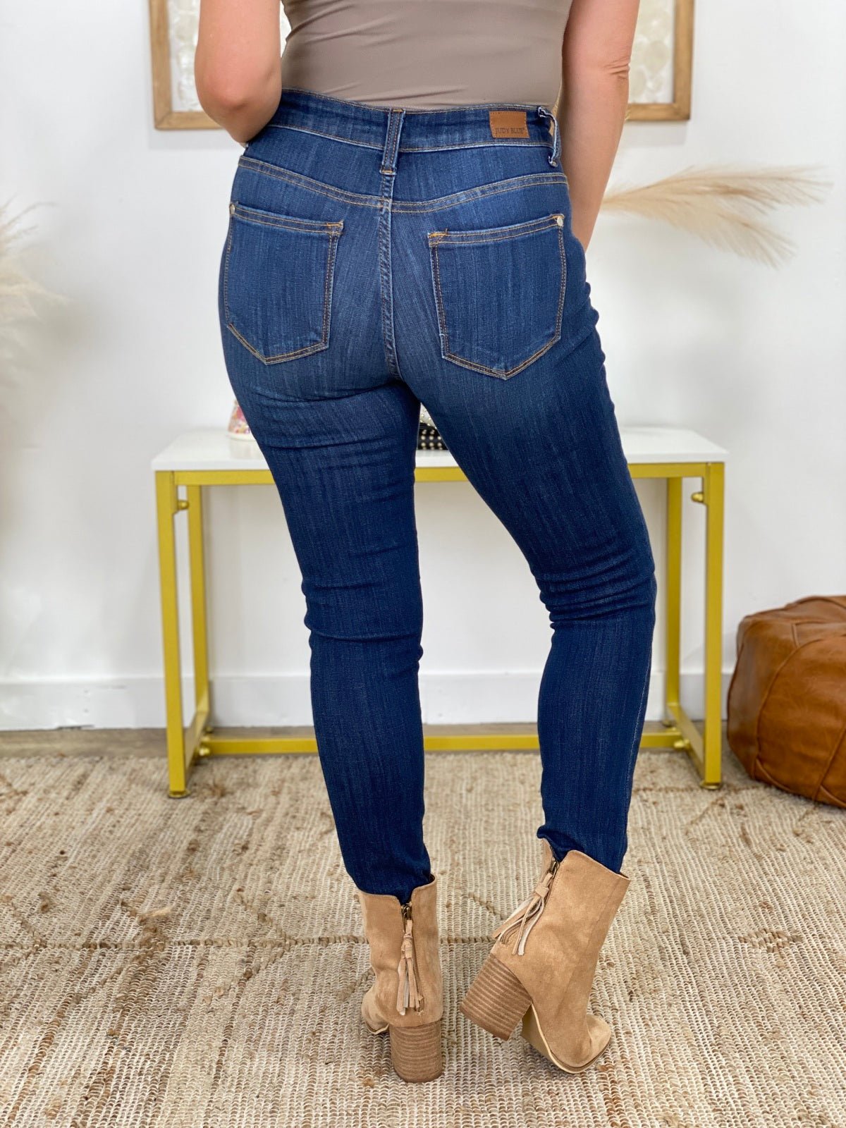 Judy Blue Mid Rise Skinny Raw Hem Jeans - DunbiBeauty, LLC