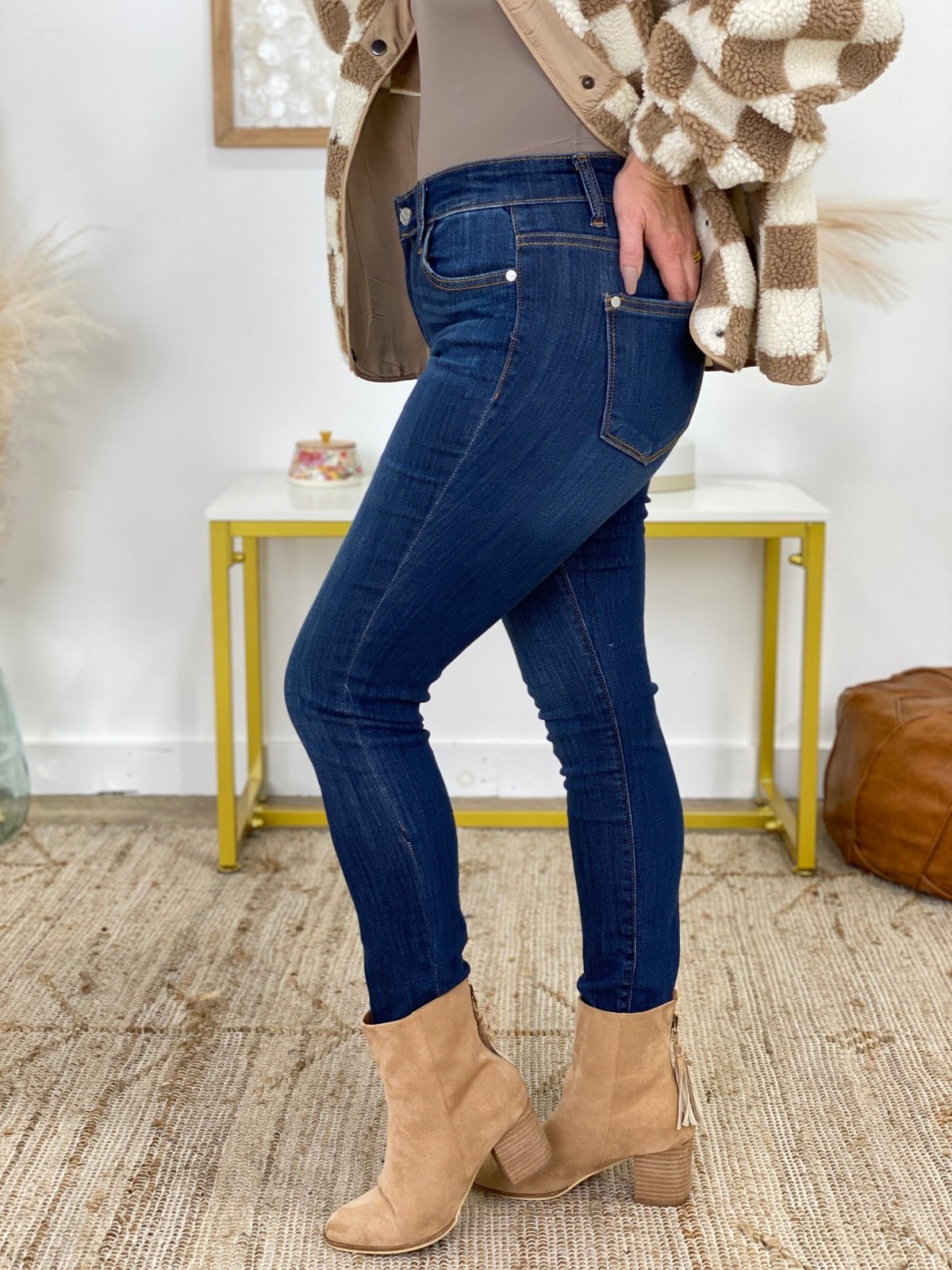 Judy Blue Mid Rise Skinny Raw Hem Jeans - DunbiBeauty, LLC