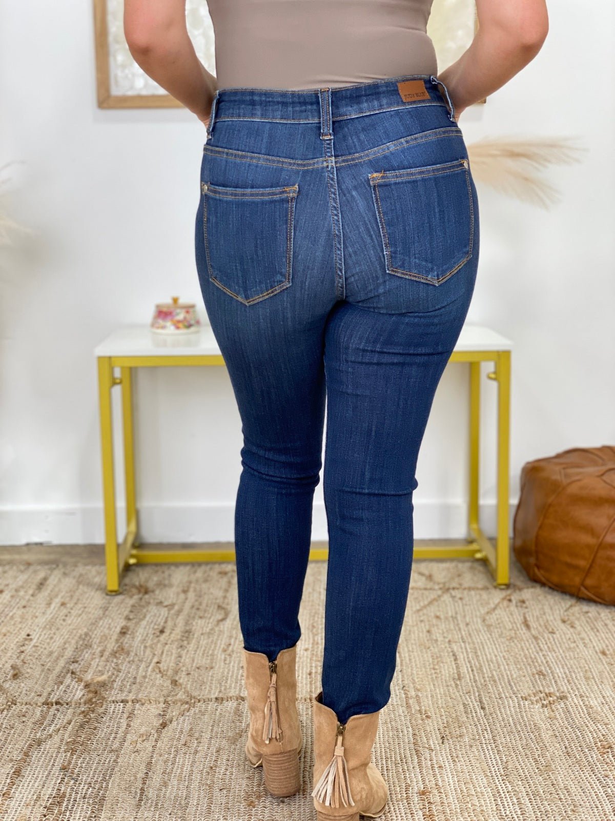 Judy Blue Mid Rise Skinny Raw Hem Jeans - DunbiBeauty, LLC