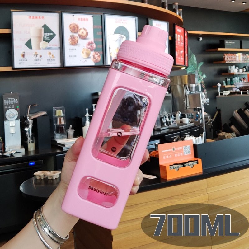 Kawaii Bear Pastel Water Bottle With 3D Sticker 700ml/900ml Plastic Travel Tea Juice Milk Portable Cute Shaker Drink Bottle Gift - DunbiBeauty, LLC