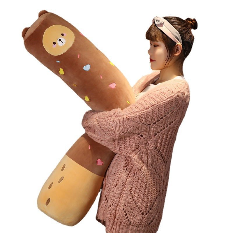 Kawaii Chocolate Biscuit Clip Leg Long Pillow Milk Biscuit Bars Home Candy Series Cylindrical Pillow Small Animal Plush Toy - DunbiBeauty, LLC