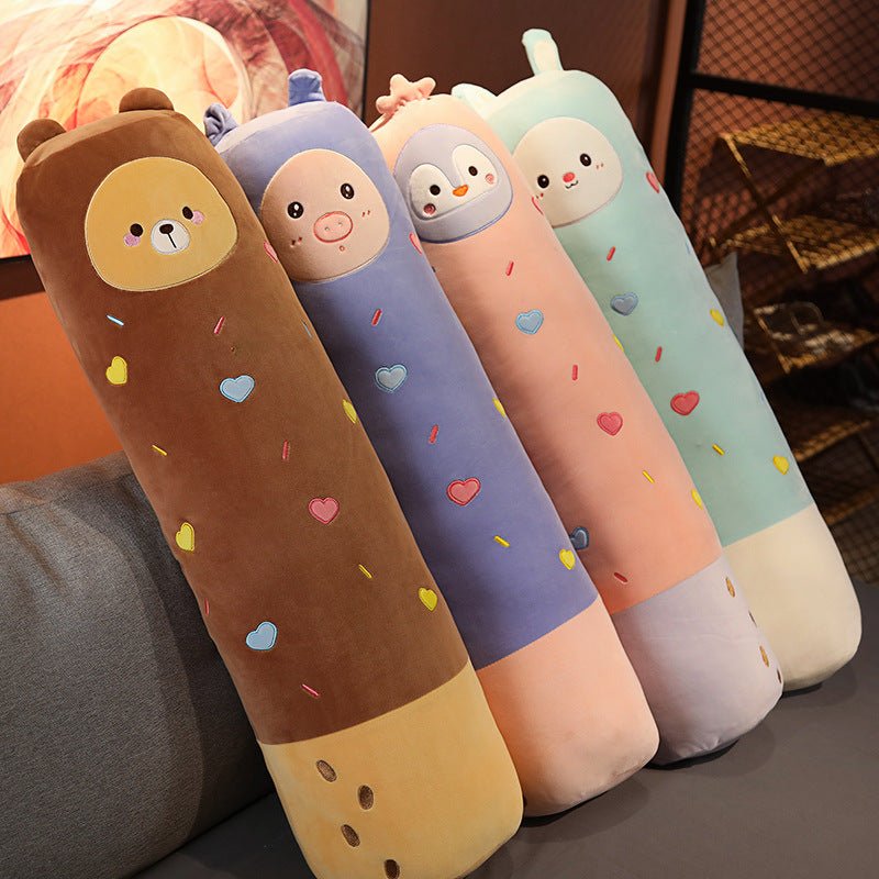 Kawaii Chocolate Biscuit Clip Leg Long Pillow Milk Biscuit Bars Home Candy Series Cylindrical Pillow Small Animal Plush Toy - DunbiBeauty, LLC