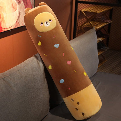 Kawaii Chocolate Biscuit Clip Leg Long Pillow Milk Biscuit Bars Home Candy Series Cylindrical Pillow Small Animal Plush Toy - DunbiBeauty, LLC