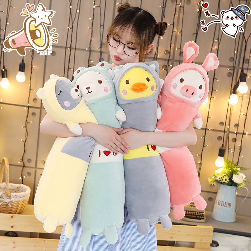 Kawaii Doll Long Log Pillow Plush Toys of Animals in Pajamas - DunbiBeauty, LLC