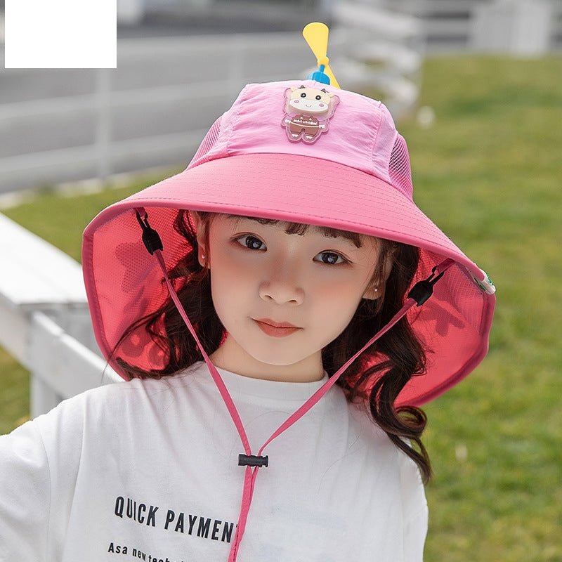 Kid's Camp Style Sun Hat with Adjustable Chin Strap and Propeller - DunbiBeauty, LLC