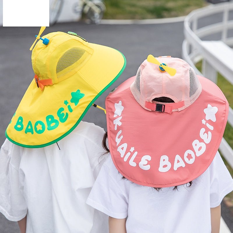 Kid's Camp Style Sun Hat with Adjustable Chin Strap and Propeller - DunbiBeauty, LLC