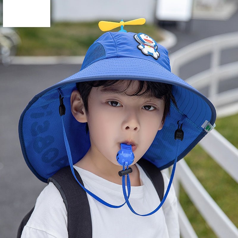 Kid's Camp Style Sun Hat with Adjustable Chin Strap and Propeller - DunbiBeauty, LLC