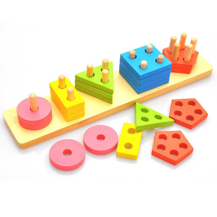 Kid's Early Learning Wooden Placement Block Toys - DunbiBeauty, LLC