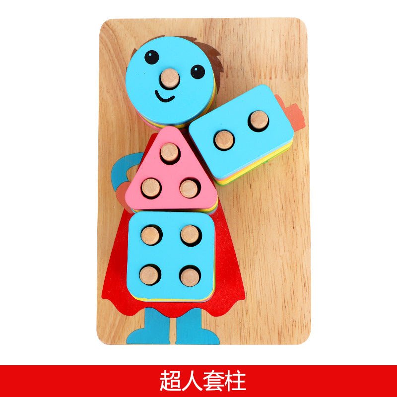 Kid's Early Learning Wooden Placement Block Toys - DunbiBeauty, LLC