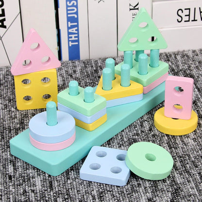 Kid's Early Learning Wooden Placement Block Toys - DunbiBeauty, LLC