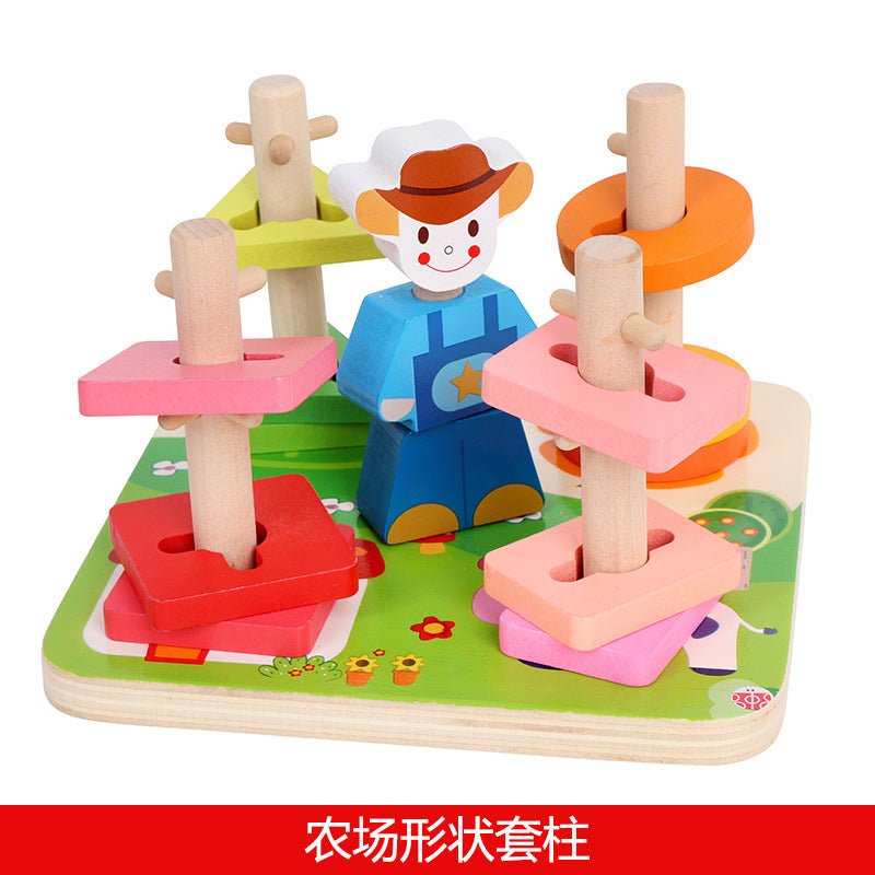 Kid's Early Learning Wooden Placement Block Toys - DunbiBeauty, LLC