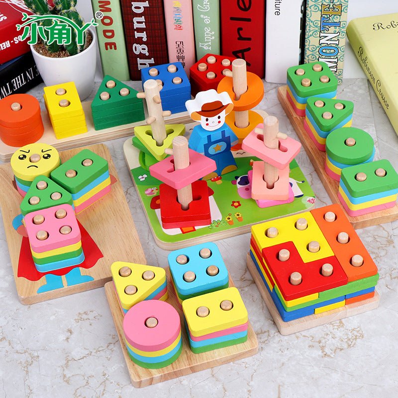 Kid's Early Learning Wooden Placement Block Toys - DunbiBeauty, LLC