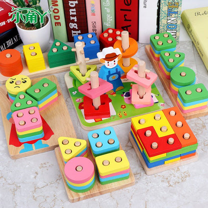 Kid's Early Learning Wooden Placement Block Toys - DunbiBeauty, LLC