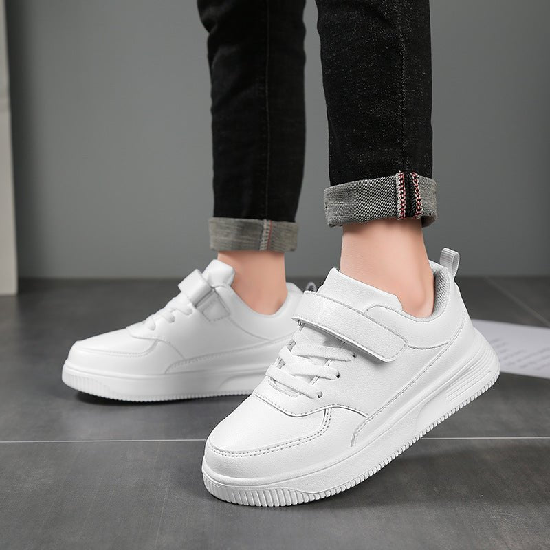 Kids PU Leather White Sneakers - DunbiBeauty, LLC