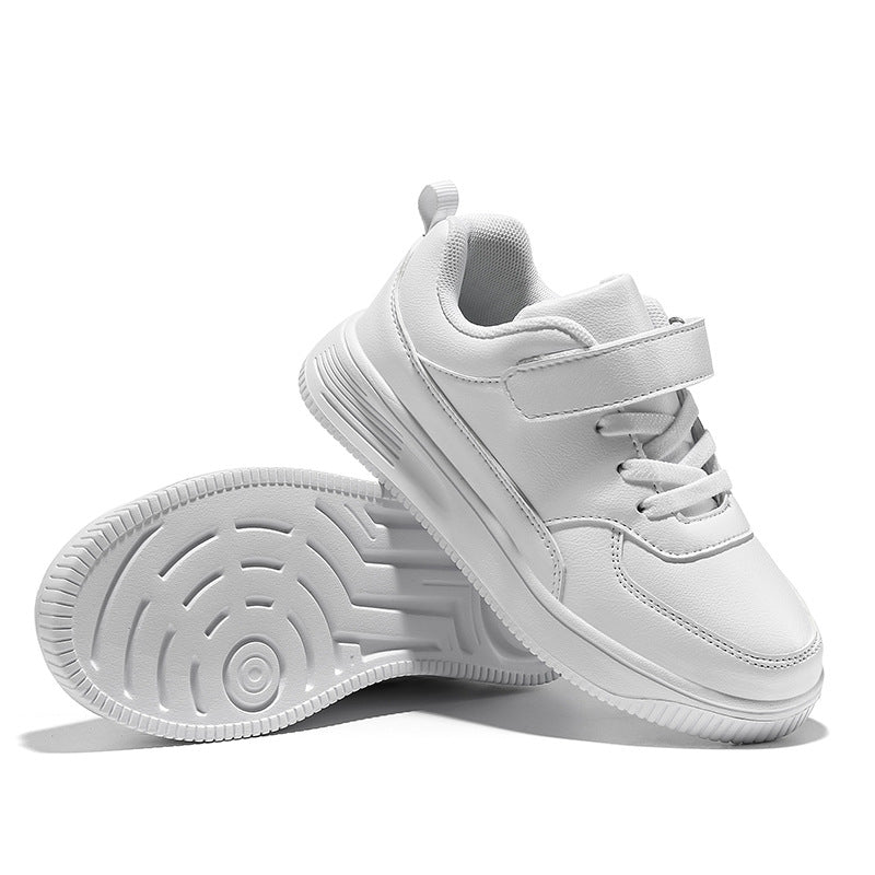 Kids PU Leather White Sneakers - DunbiBeauty, LLC