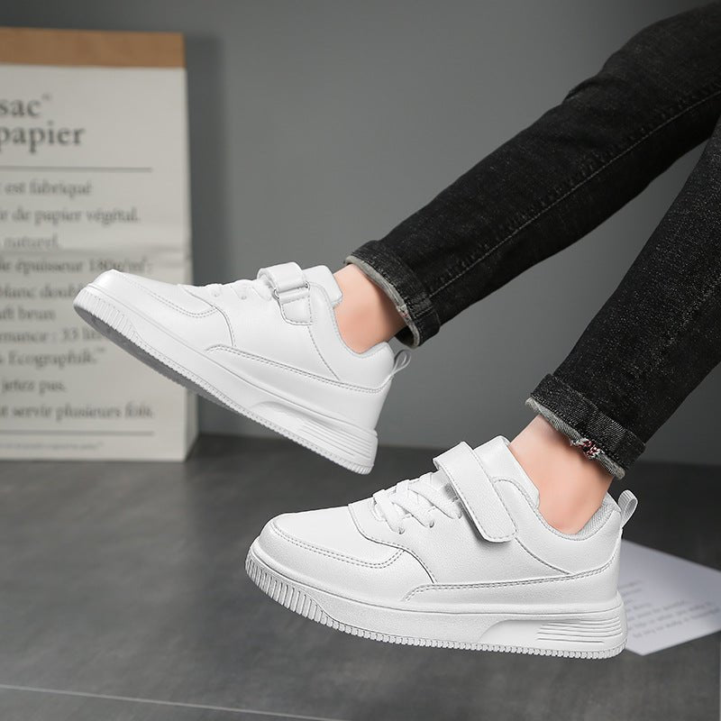 Kids PU Leather White Sneakers - DunbiBeauty, LLC