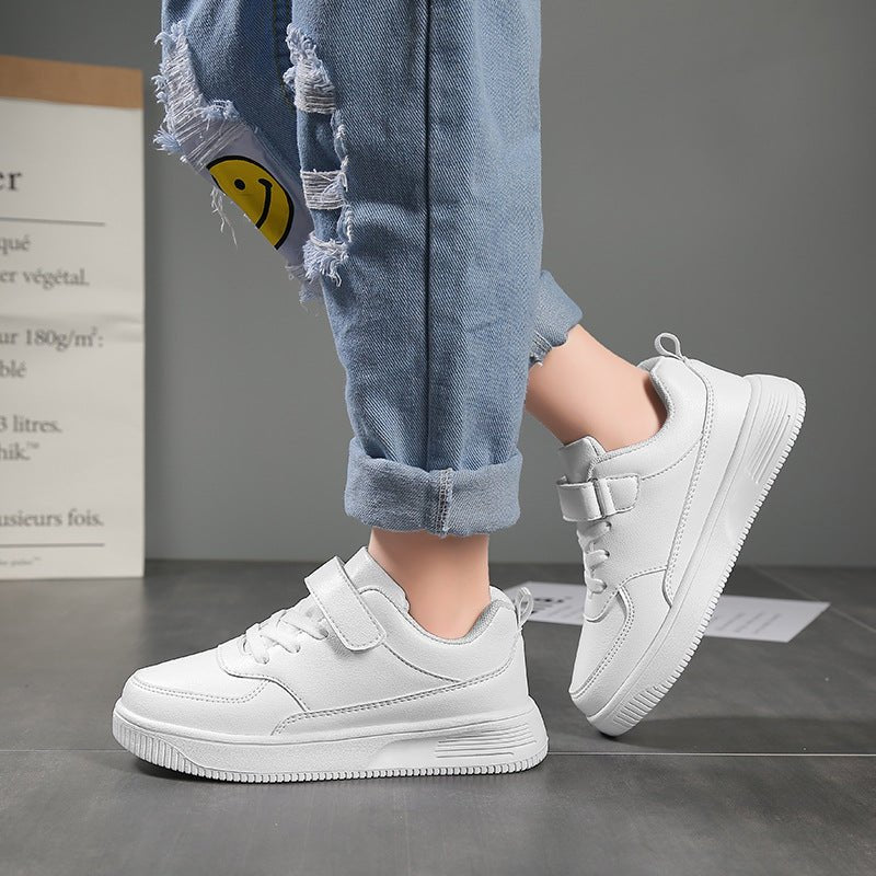 Kids PU Leather White Sneakers - DunbiBeauty, LLC