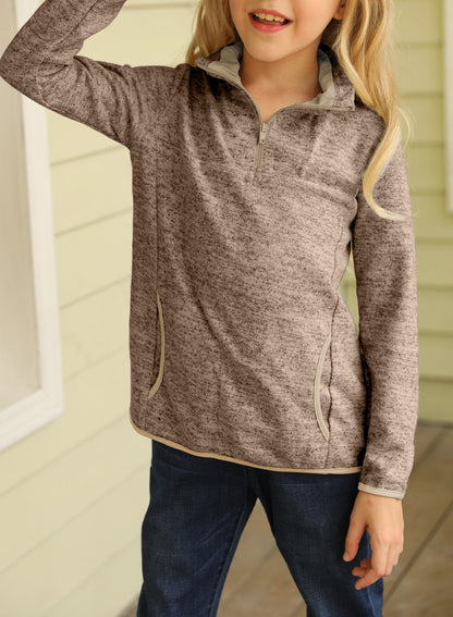 Kids Quarter-Zip Collar Sweatshirt with Kangaroo Pocket - DunbiBeauty, LLC